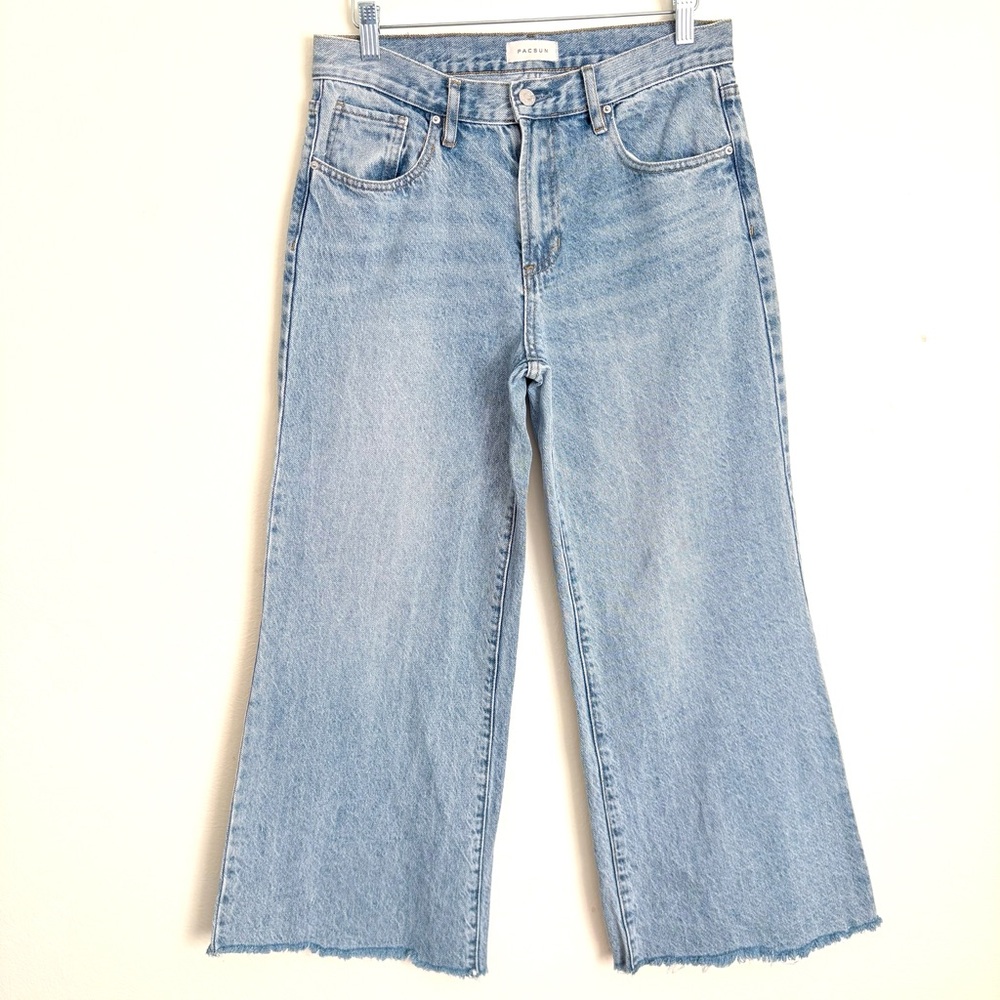PACSUN Lena Baggy Wide Leg Crop Raw Hem Streetwear Grunge Gorpcore Sz 26 Ins 26